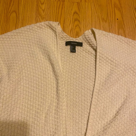 Forever 21 white short sleeve cardigan sz L - Picture 3 of 4